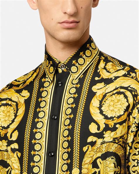 versace barocco print silk-twill shirt|Versace barocco silk shirt.